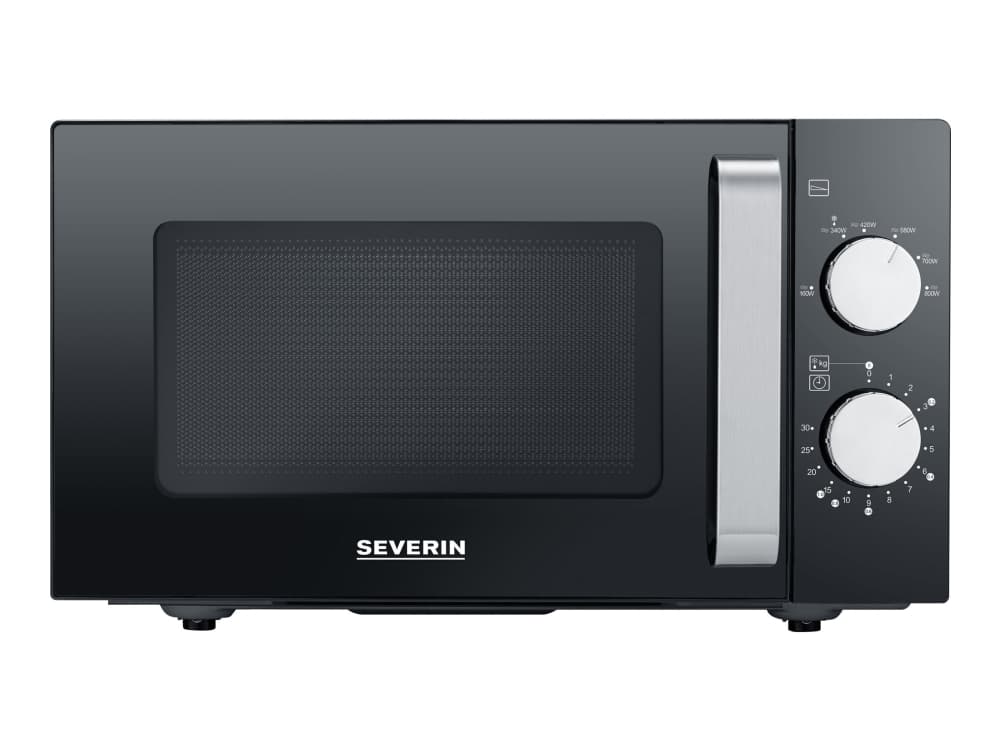 Severin MW 7761, Pöytämalli, Solo-mikroaaltouuni, 20 L, 800 W, Rotaatio, musta, Ruostumaton teräs