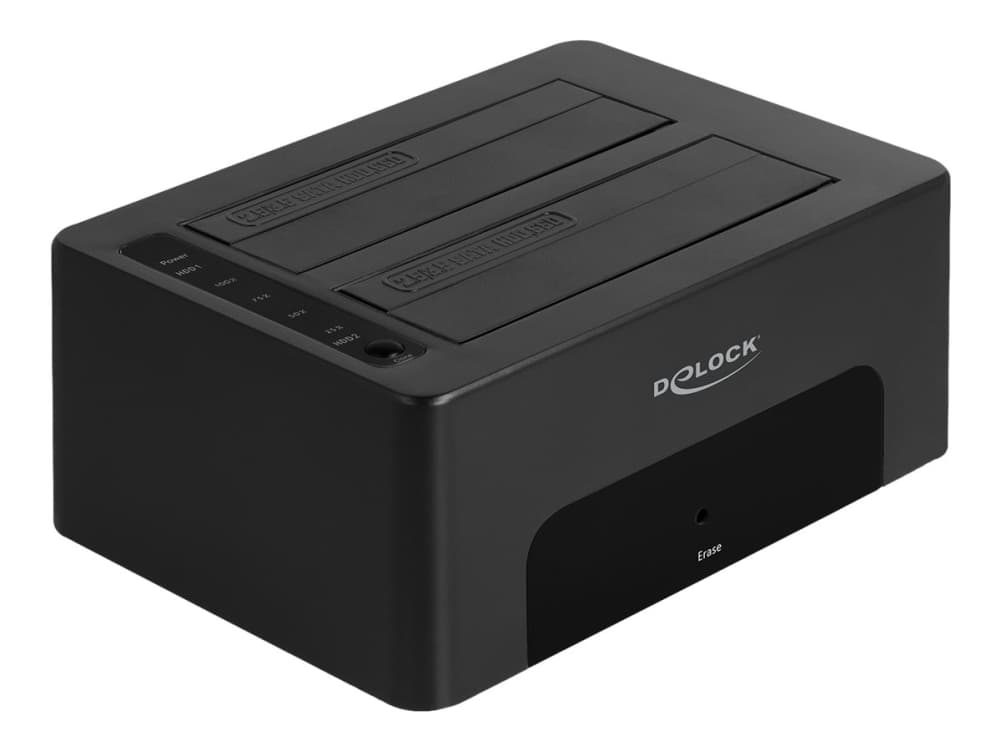 Delock USB Dual Docking Station 2 x SATA HDD / SSD -asemalle, jossa on kloonaus- ja poistotoiminto