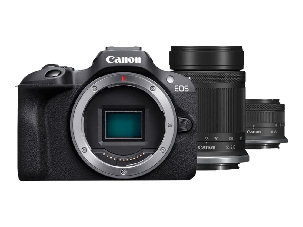 Canon EOS R100 + RF-S 18-45mm F4.5-6.3 IS STM + RF-S 55-200mm F5-7.1 IS STM Kit, 24,1 MP, 6000 x 4000 pikseliä, CMOS, 4K Ultra HD, 309 g, lajittelu