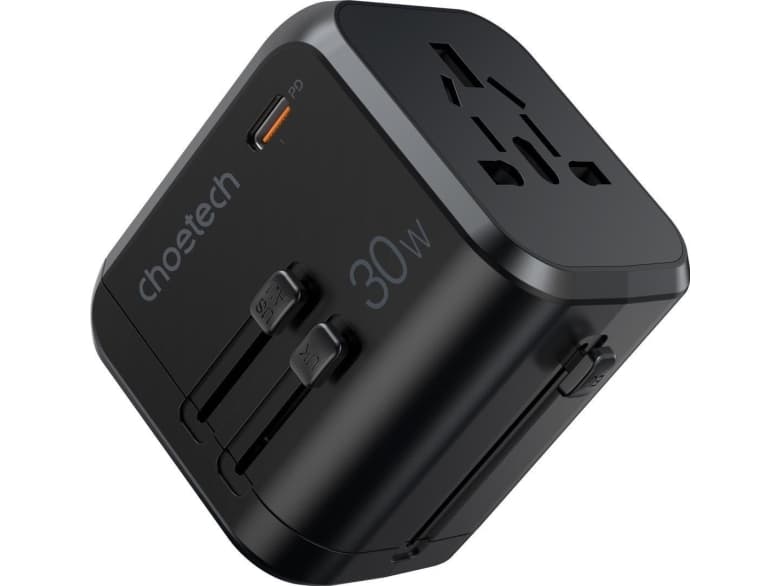 Choetech PD5008 matkalaturi, 3xUSB-A, 1xUSB-C, GaN, 30W (musta)