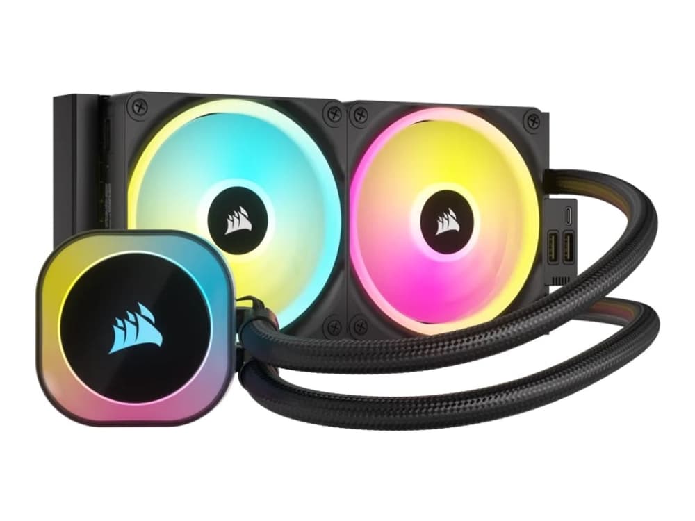 Corsair H100I, Nestejäähdytyspakkaus, 12 cm, 480 RPM, 2400 RPM, 63,1 cfm, Musta
