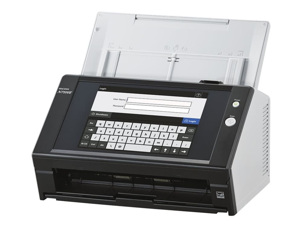 Fujitsu Image Scanner N7100E - Asiakirjaskanneri - Dual CIS - Duplex - 216 x 355,6 mm - 600 dpi x 600 dpi - jopa 25 sivua/min (mono) / jopa 25 sivua/min (väri) - ADF (50 arkkia) - jopa 4000 skannausta päivässä - Gigabitin LAN-yhteysverkko