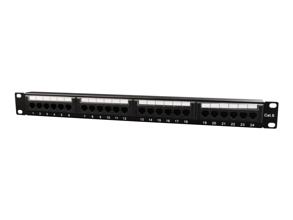 Patch Panel 24 Ports 1U 19"" Cat.6 with cable organization function black