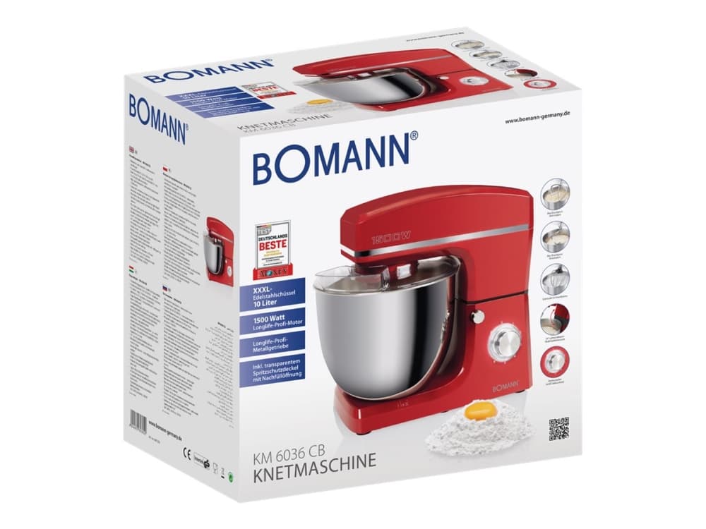 Bomann KM 6036 CB, 10 L, Punainen, Rotaatio, 6,5 kg, Ruostumaton teräs, 1500 W