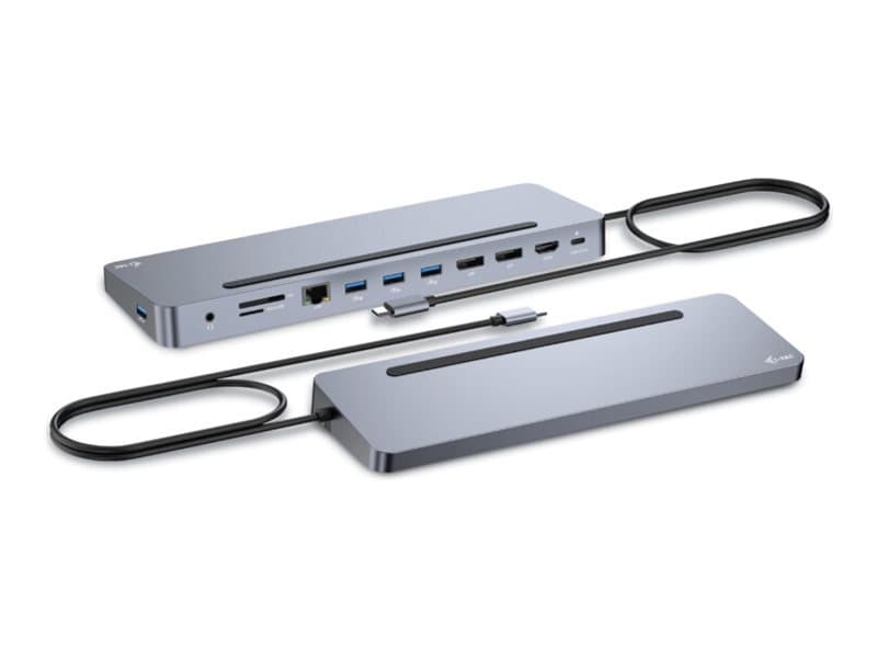 i-tec C31FLAT2PDPRO, Ledningsført, USB 3.2 Gen 1 (3.1 Gen 1) Type-C, 100 W, 10,100,1000 Mbit/s, Sølv, MicroSD (TransFlash), SD