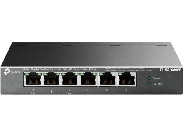 TP-Link TL-SG1006PP, Ikke administreret, Gigabit Ethernet (10/100/1000), Strøm over Ethernet (PoE), Stativ-montering