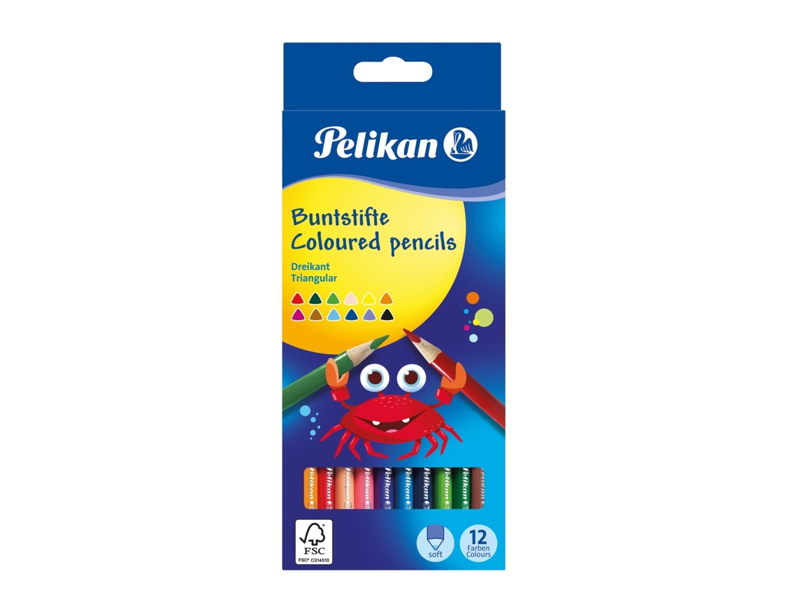 Pelikan kolmiomaiset värikynät ohuet, 12 kpl pahvilaatikko kolmiomainen, lyijyn paksuus n. 3,0 mm, väri lakattu - 1 kpl (700115)