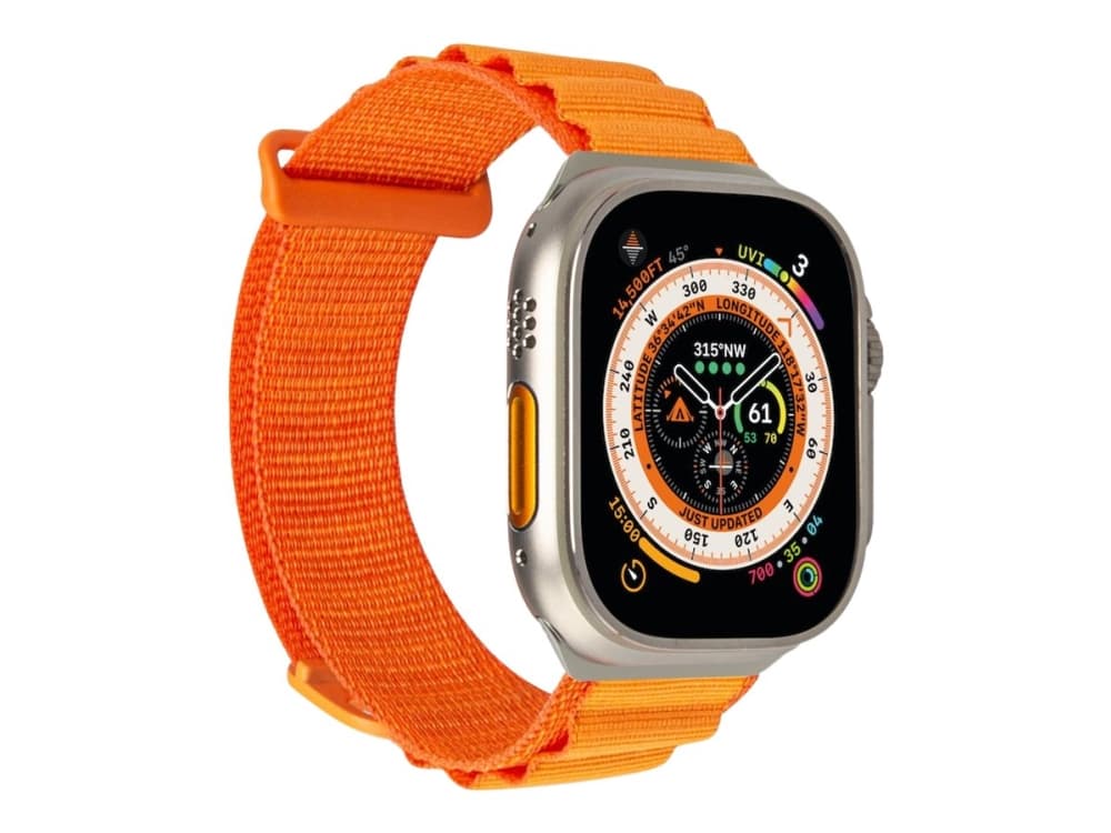 PURO PUAW44EXTREMEORA, Yhtye, Älykello, Oranssi, Apple, Apple Watch case 42, 44, 45, 49mm, Apple Watch Ultra, Nailon