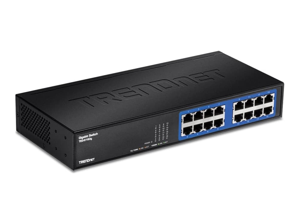 Trendnet TEG-S16DG, Hallitsematon, Täysin kaksipuolinen, Telineasennus