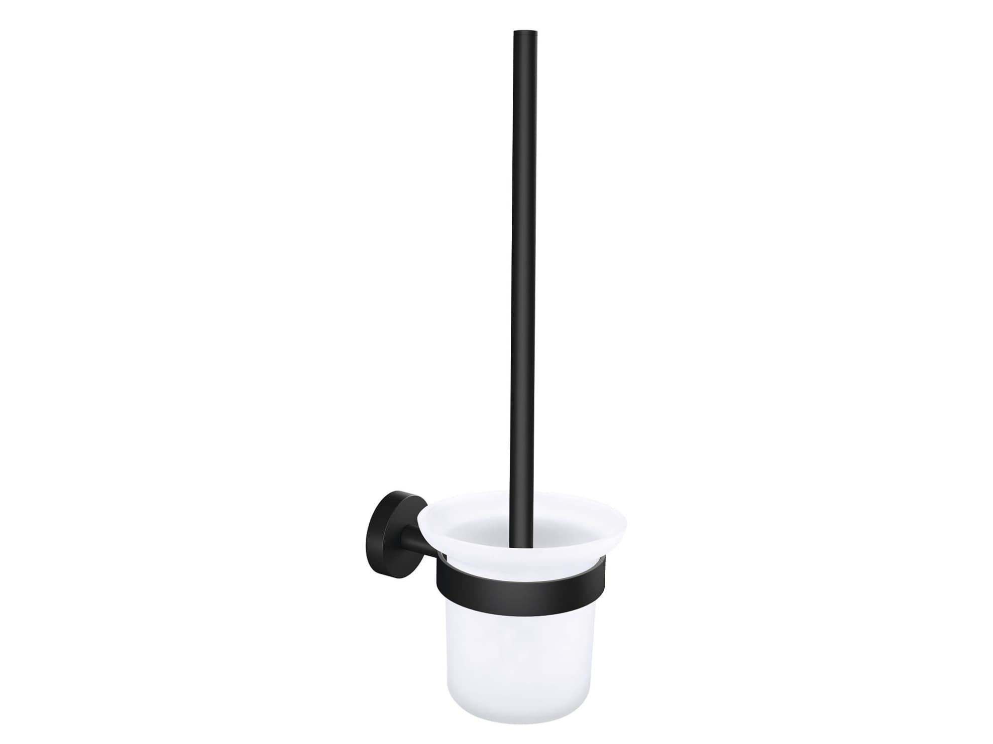 TESA MOON BLACK, Wc-harja & teline, Musta, Valkoinen, Lasi, Metalli, 112 mm, 145 mm