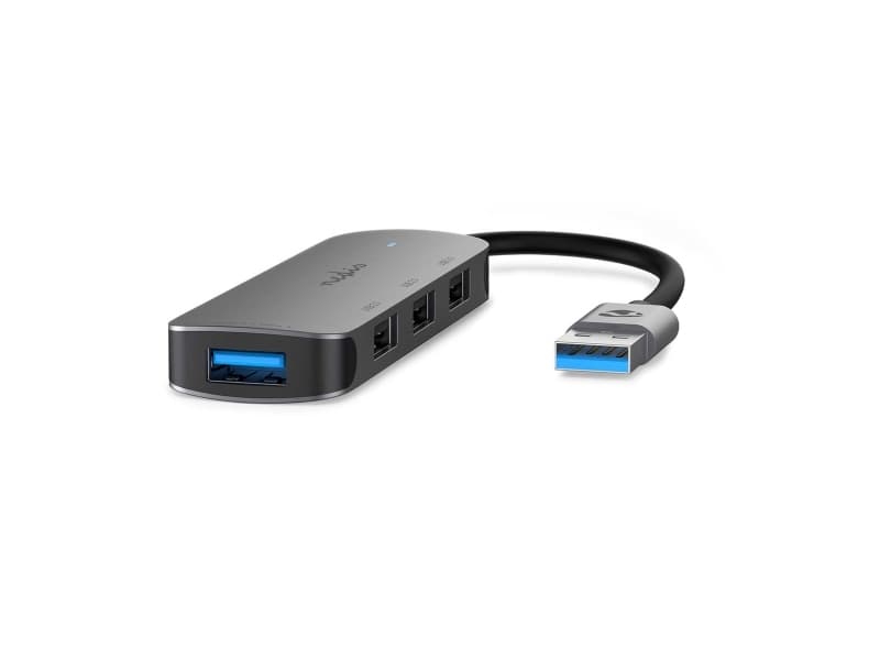 Nedis CCGB61210GY01, USB 3.2 Gen 1 (3.1 Gen 1) Type-A, USB 2.0, USB 3.2 Gen 1 (3.1 Gen 1) Type-A, Harmaa, Metalli, Pyöreä kaapeli, 0,1 m