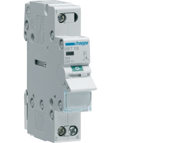 Hager SBT116, 1P, Harmaa, 440 V, 50 - 60 Hz, 17,5 mm, 83 mm