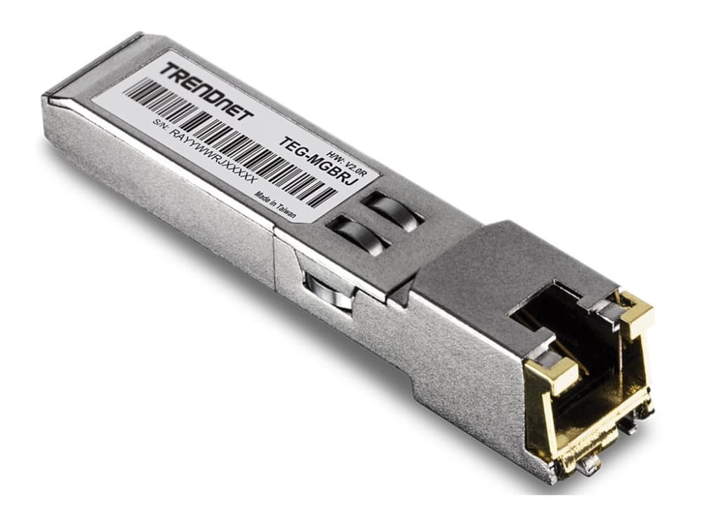 TRENDnet TEG MGBRJ - Versio v1.0R - SFP (mini-GBIC) transceiver modul - GigE - 1000Base-T - RJ-45 - op til 100 m