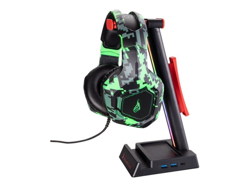 Surefire Gaming Vinson N2 - Jalusta / kannake kuulokkeille - RGB - Musta / punainen (tilaa 2 kuulokkeelle)