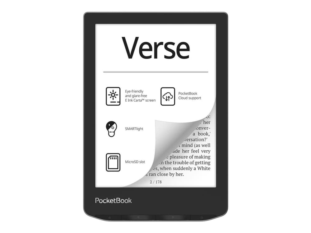 PocketBook 629 Verse - e-kirjojen lukulaite - Linux 3.10.65 - 8 GB - 6 16 harmaata tasoa (4-bittinen) E Ink Carta (758 x 1024) - kosketusnäyttö - Wi-Fi - harmaa - harmaa