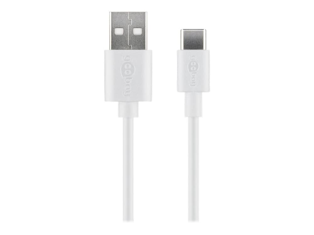 goobay - USB-kaapeli - USB (uros) - USB-C (uros) - USB 2.0 - 5 V - 3 A - 3 m - pyöreä - valkoinen - valkoinen