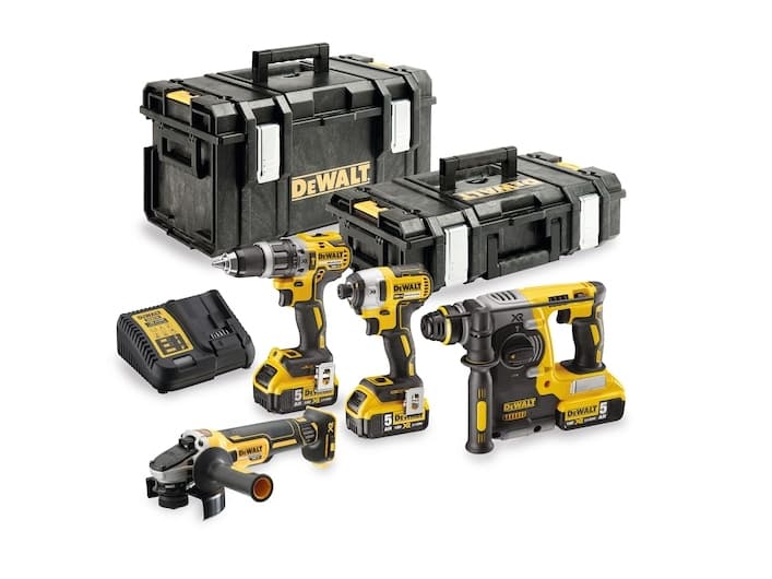 DEWALT. COMBO 18V (DCG405+DCH273+DCD796+DCF887) 3x5.0Ah 2xTSTAK DCK422P3
