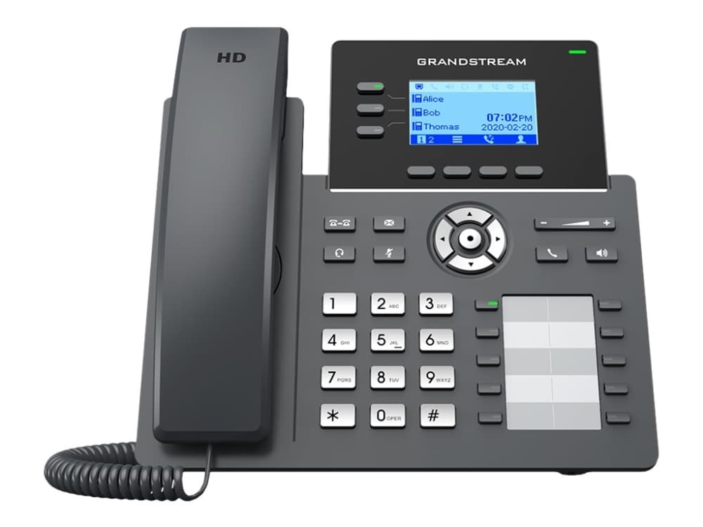 Grandstream Networks GRP2604, IP Phone, Musta, Johdollinen puhelin, 3 linjat, 2000 entries, LCD