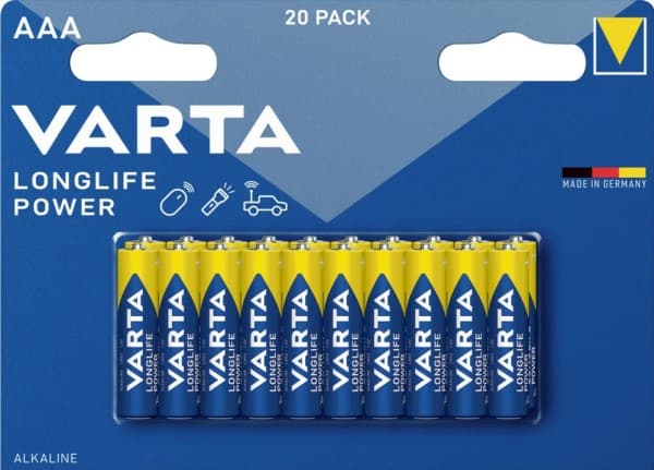 Varta 4903121420, Kertakäyttöinen akku, AAA, Alkali, 1,5 V, 20 kpl, 44,5 mm