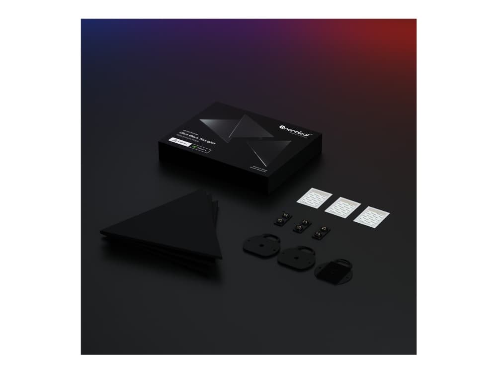 Nanoleaf Shapes Expansion Pack - Valopaneelisarja - LED - 230 x 200 mm - 1,5 W - 16 miljoonaa väriä - 1200-6500 K - kolmio - musta