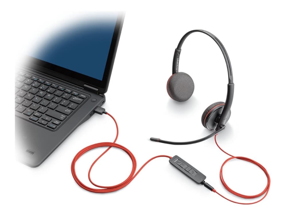 Poly Blackwire 3225 - Blackwire 3200 Series - kuulokkeet - on-ear - langallinen - aktiivinen melunvaimennus - 3,5 mm:n liitin, USB-C - musta - sertifioitu Skype for Businessille, Avaya Certified, Cisco Jabber Certified, UC Certified, UC Certified