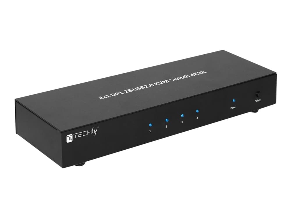 TECHly 4 Port DisplayPort 1.2 KVM-kytkin keskittimellä ja äänellä - KVM / audio / USB-kytkin - 4 x KVM / audio - 1 lokalbruger - desktop