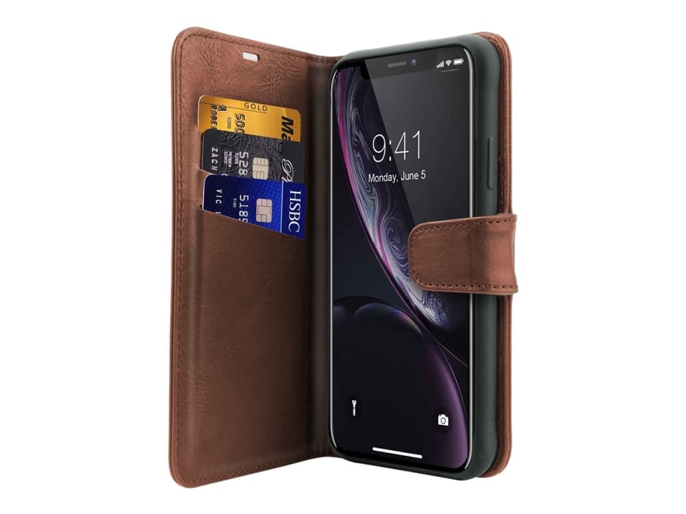 ITSKINS Lompakkokirja - Flipomslag til mobiltelefon - keinonahka - ruskea - 6.1 - Apple iPhone XR:lle