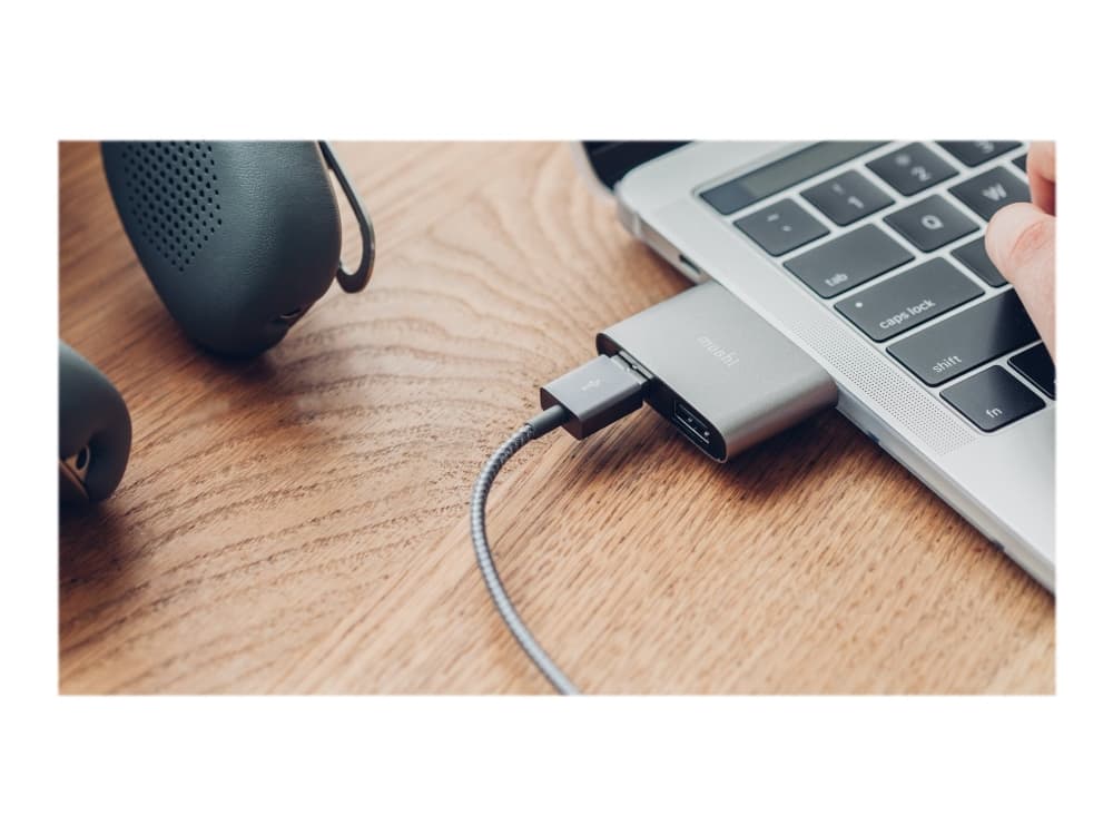 Moshi 99MO084214, USB 3.2 Gen 1 (3.1 Gen 1) Type-C, USB 3.2 Gen 1 (3.1 Gen 1) Type-A, 5000 Mbit/s, Grå, Alumiini, MacBook Pro (15-tuumainen) MacBook Pro (13-tuumainen, Neljä Thunderbolt 3 -porttia) MacBook Pro (13-tuumainen, Kaksi...