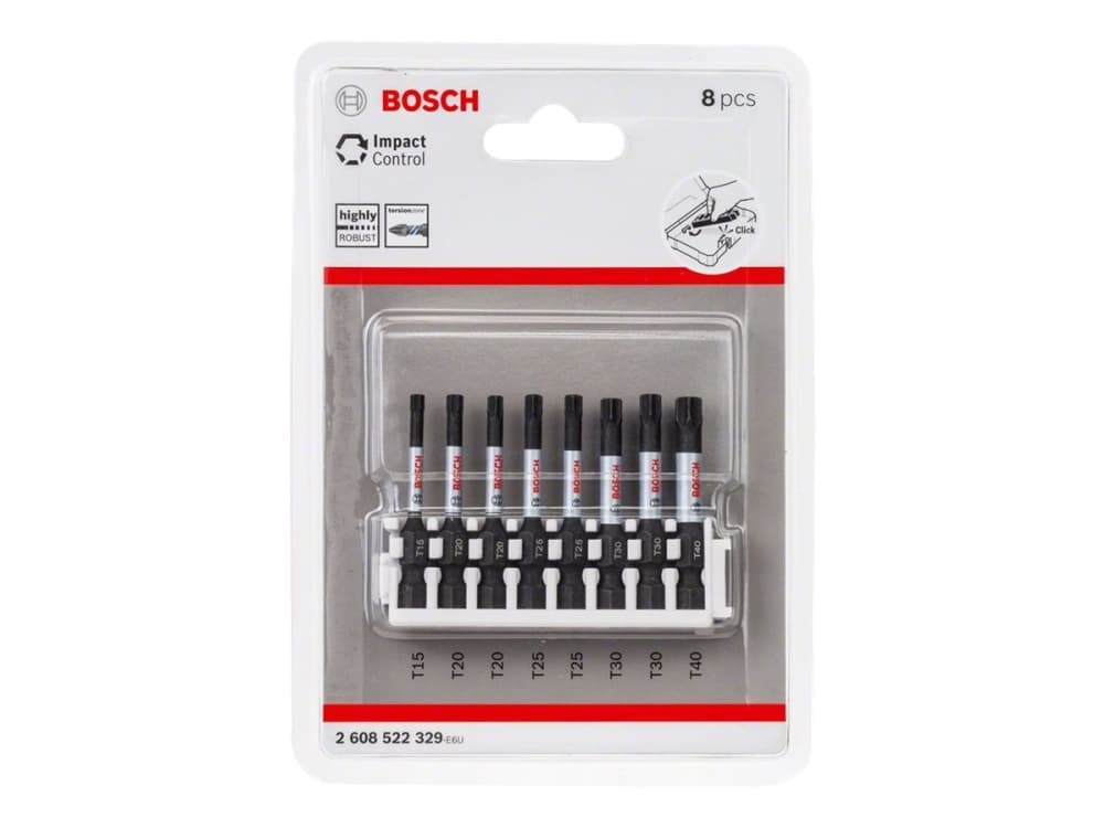 Bosch Impact Control - Ruuvimeisselisarja - 8 kpl - torx - T15, T20, T25, T30, T40 - kuusikulmainen - pituus: 50 mm