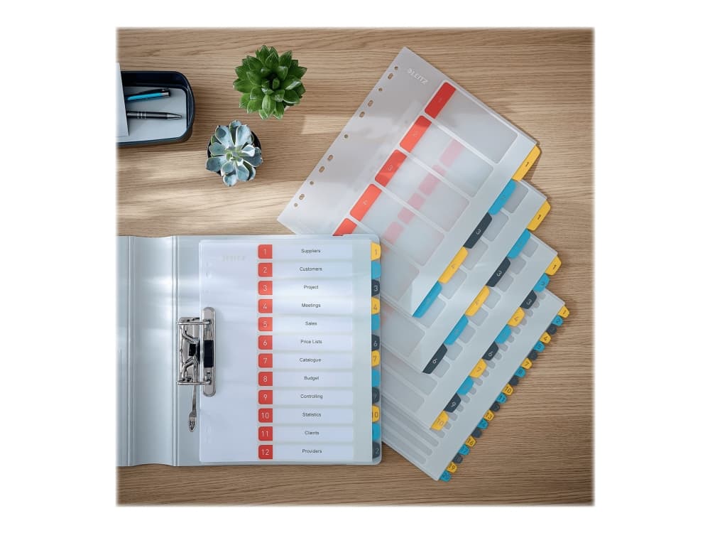 Leitz 12470000, Numeroitu välilehtihakemisto, Polypropeeni (PP), Muotokuva, A4 Maxi, 245 mm, 30,5 cm