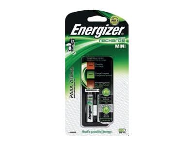 Energizer Mini Charger, Nikkelimetallihybridi (NiMH), Ylivaraus, AA, AAA, 2 kpl, Sisältää paristot