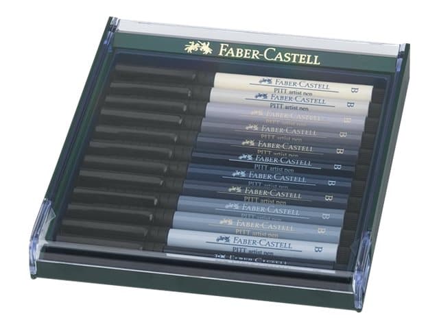 Faber-Castell PITT Artist Pen B - Pensselikynä - permanentti - harmaat värit - intianmuste (12 kpl)