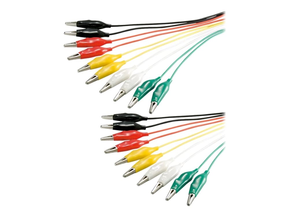 goobay - Tehotestikaapeli - alligaattoriliitin alligaattoriliittimeen - 250 V - 2,5 A - 48 cm - musta, valkoinen, keltainen, punainen, vihreä (10 kpl)