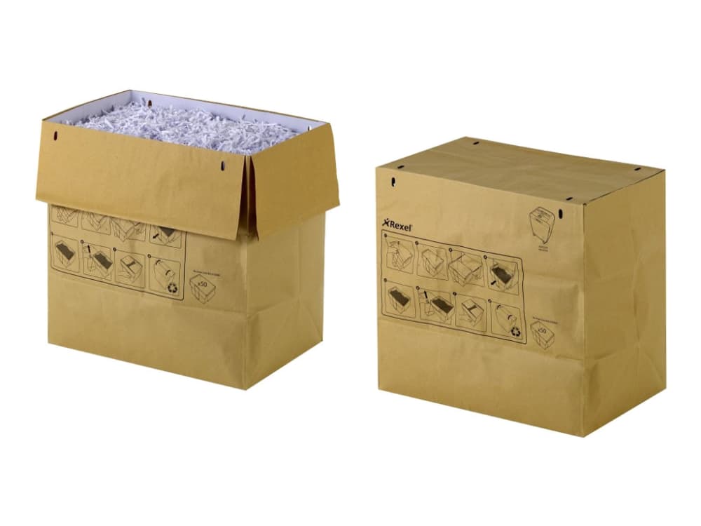 Rexel RC silppusäkki Mercury 70L kapasiteetti (50), Laukku, 70 L, Paperi, Ruskea, Mercury RDM1170 / RDSM770 / RDX2070 / RDS2270, 50 kpl