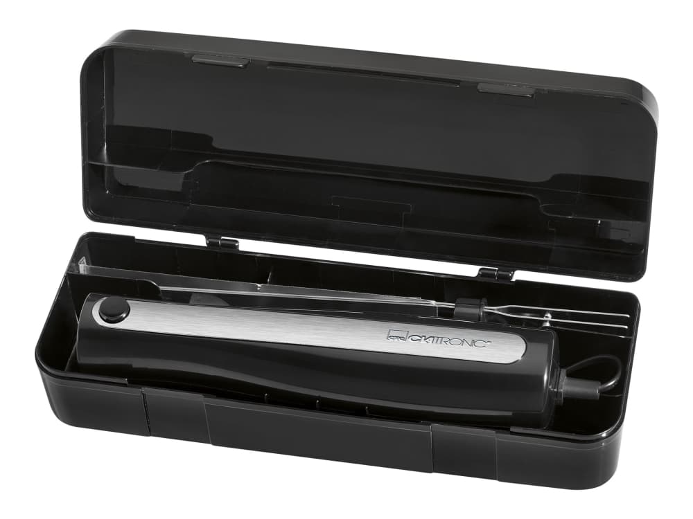 Clatronic EM 3702, Musta, Hopea, Leipä, Kala, Hedelmä, Liha, Pastry, Vihannes, Suora terä, 120 W, AC, 220 - 240 V