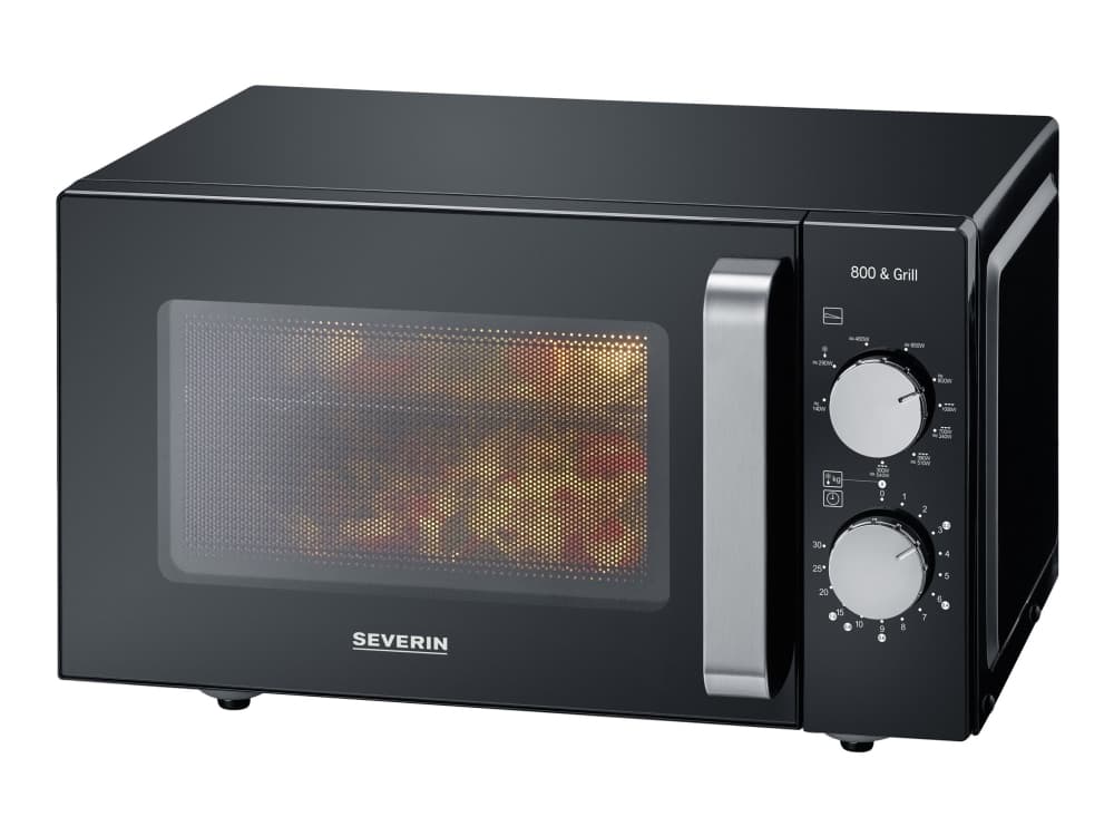 Severin MW 7762 Mikroaaltouuni Musta, ruostumaton teräs 800 W Grillitoiminto