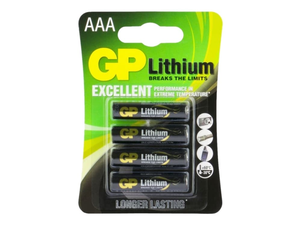 GP Batteries Lithium Primary AAA, Kertakäyttöinen akku, AAA, Alkali, 1,5 V, 4 kpl, Premium
