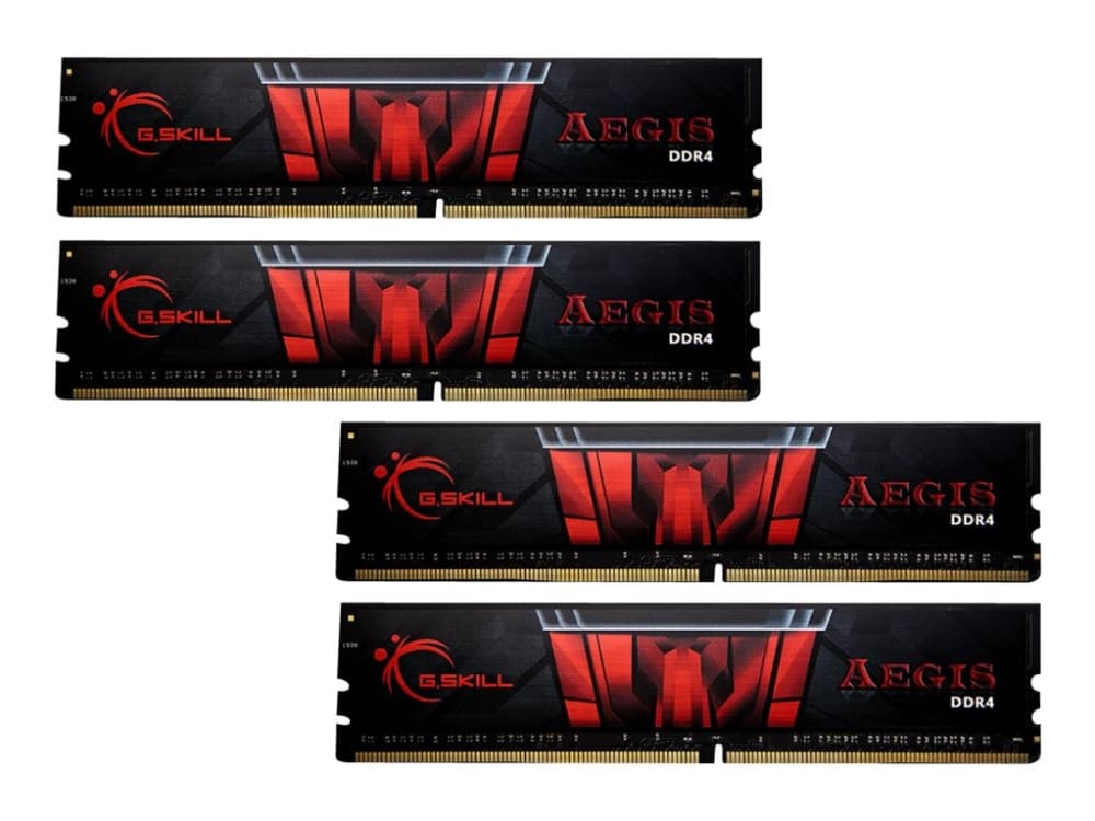 G.Skill Aegis F4-3200C16Q-64GIS, 64 GB, 4 x 16 GB, DDR4, 3200 MHz, 288-pin DIMM