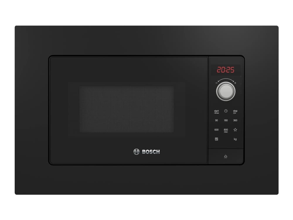 Bosch Serie 2 BFL623MB3, Kiinteä, Solo-mikroaaltouuni, 20 L, 800 W, Nuppi, Rotaatio, Musta