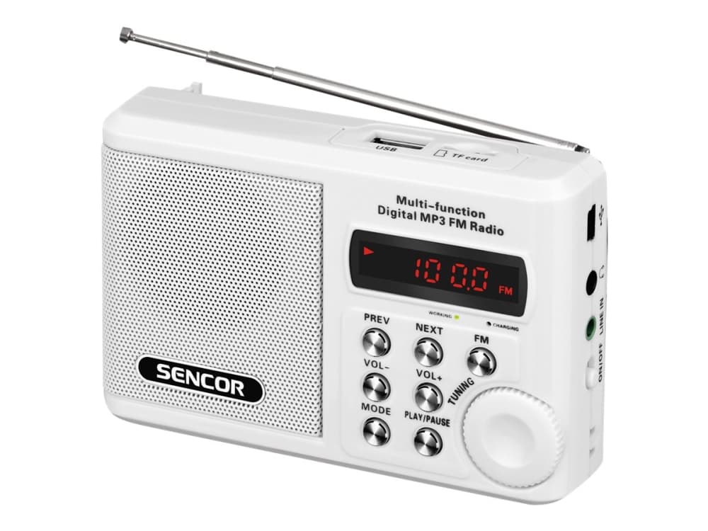 Sencor SRD 215 W, Analoginen, FM, 88 - 108 MHz, 2 W, 3,5 mm, Valkoinen
