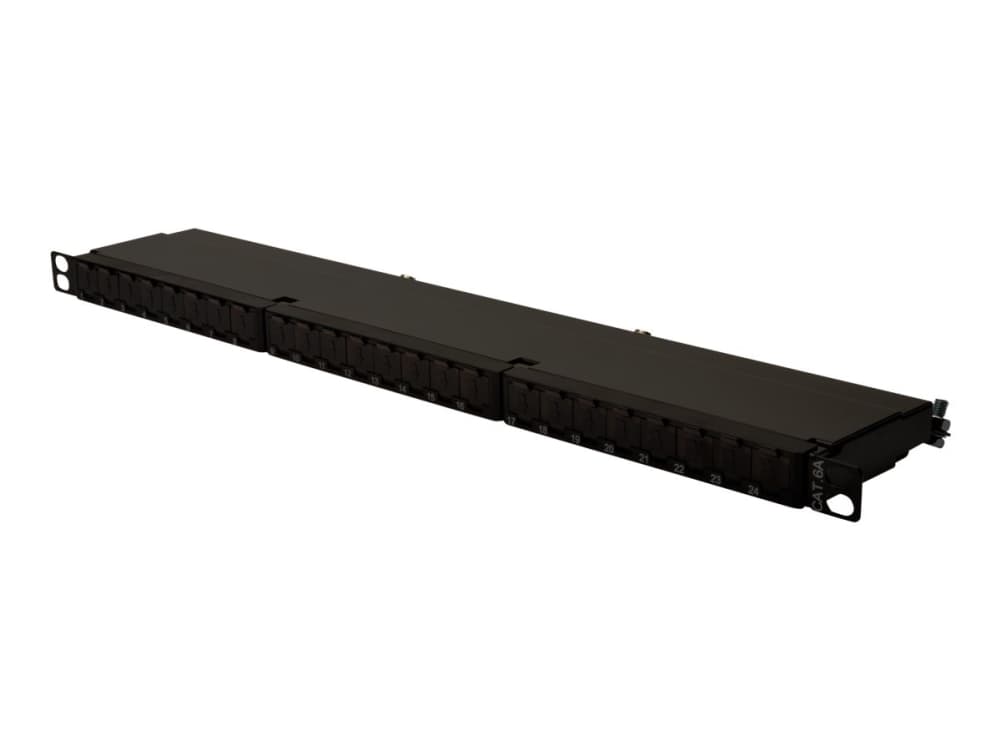 Digitus DN-91624S-SL-EA, IEEE 802.3af, IEEE 802.3at, RJ-45, Cat6a, Telinekiinnitys, 0.5U, Musta