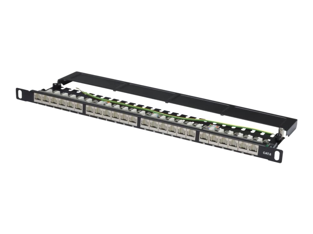 Digitus DN-91624S-SL-SH, RJ-45, Telinekiinnitys, 0.5U, musta, Metalli, 8P8C