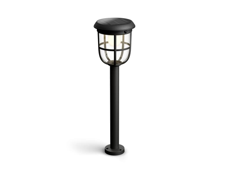 Philips Radii aurinkokennovalaisin 1,3W, Ulkotilojen jalka-/tolppavalaistus, musta, Muovi, IP44, Puutarha, Patio, III