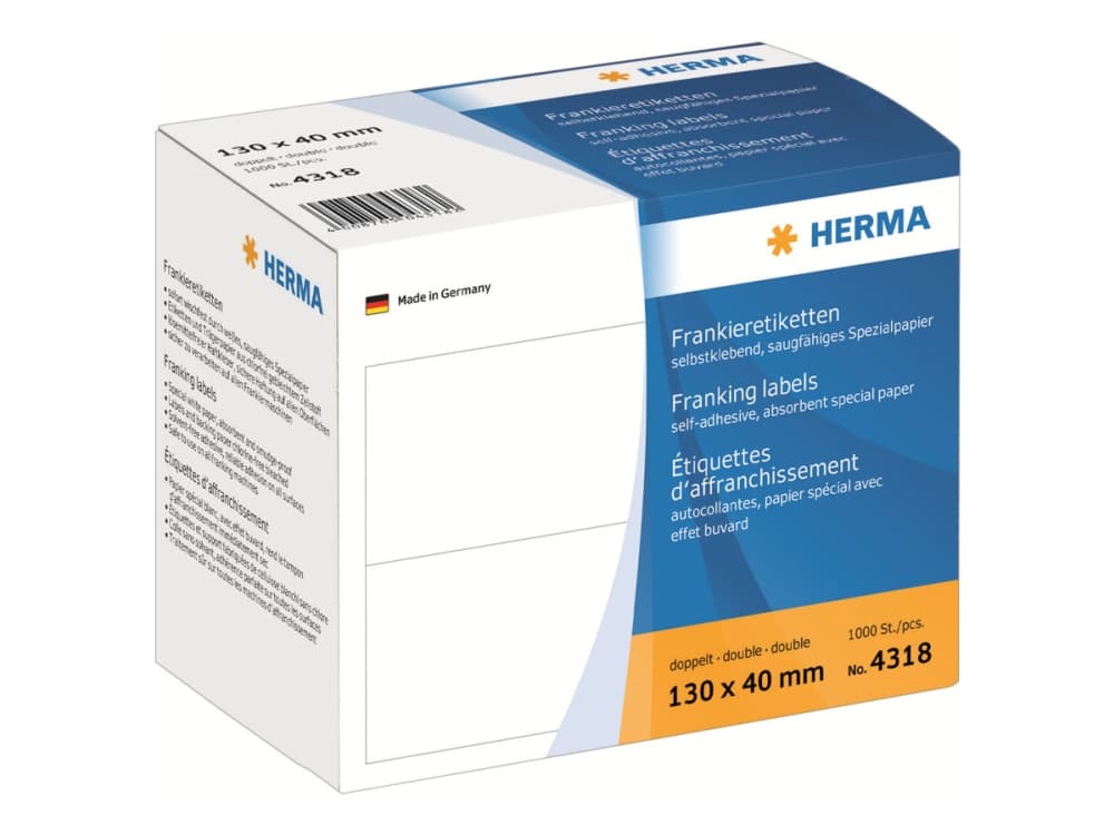 HERMA 4318, Valkoinen, Suorakulmio, 163 x 45, Paperi, 16,3 cm, 9 cm