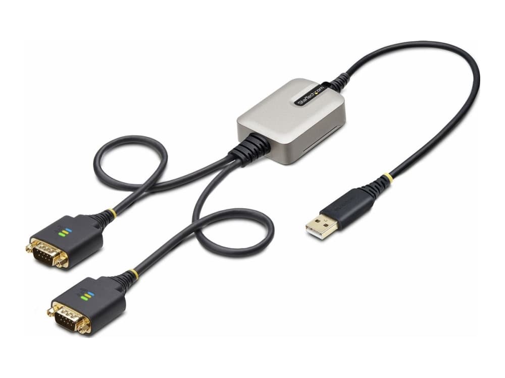 StarTech.com 2ft (60cm) 2-Port USB to Serial Adapter Cable, vaihdettavat DB9 ruuvit/mutterit, COM Retention, USB-A to DB9 RS232, FTDI, Level-4 ESD Protection, Windows/macOS/ChromeOS/Linux - Rugged TPE Construction (2P1FFC-USB-SERIAL) - USB / serielkabel - USB (han) til DB-9 (han) - 60 cm - lajittelu - lajittelu
