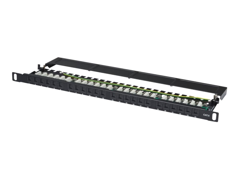 Digitus DN-91624U-SL-SH, RJ-45, Telinekiinnitys, 0.5U, musta, Metalli, 8P8C