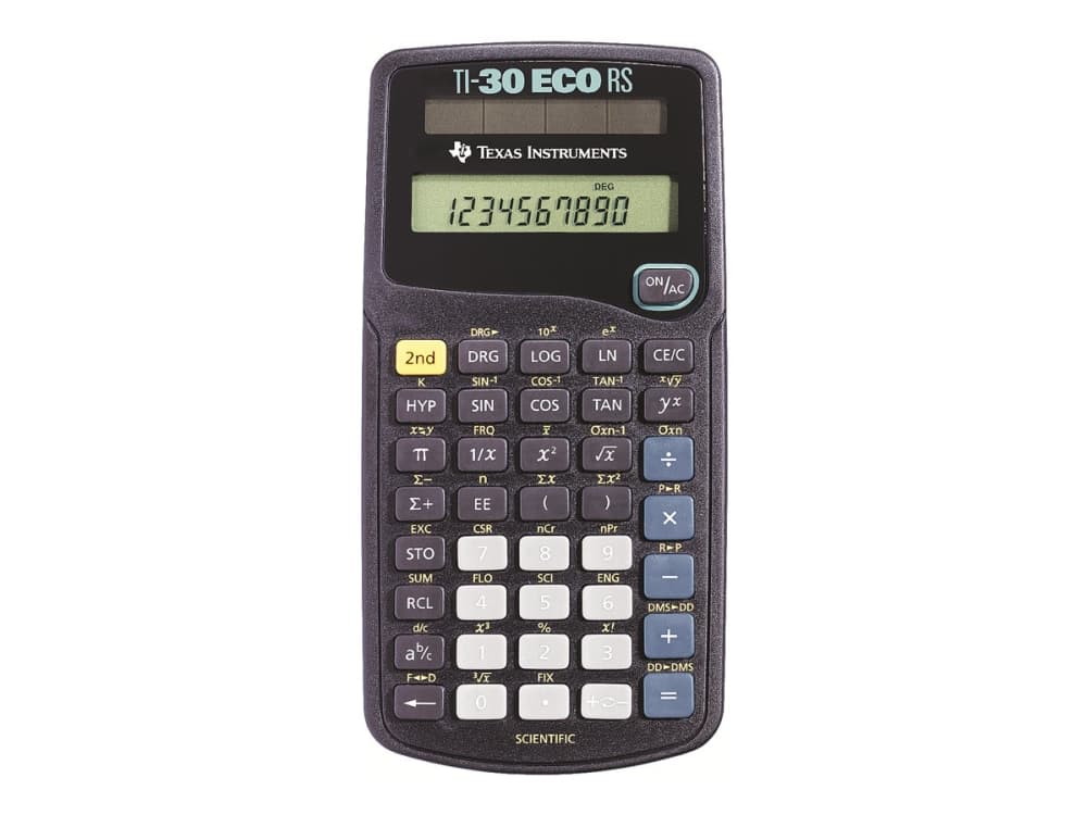 Texas Instruments TI-30 ECO RS, Tasku, Funktiolaskin, 10 lukua, 1 linjat, Aurinko, musta