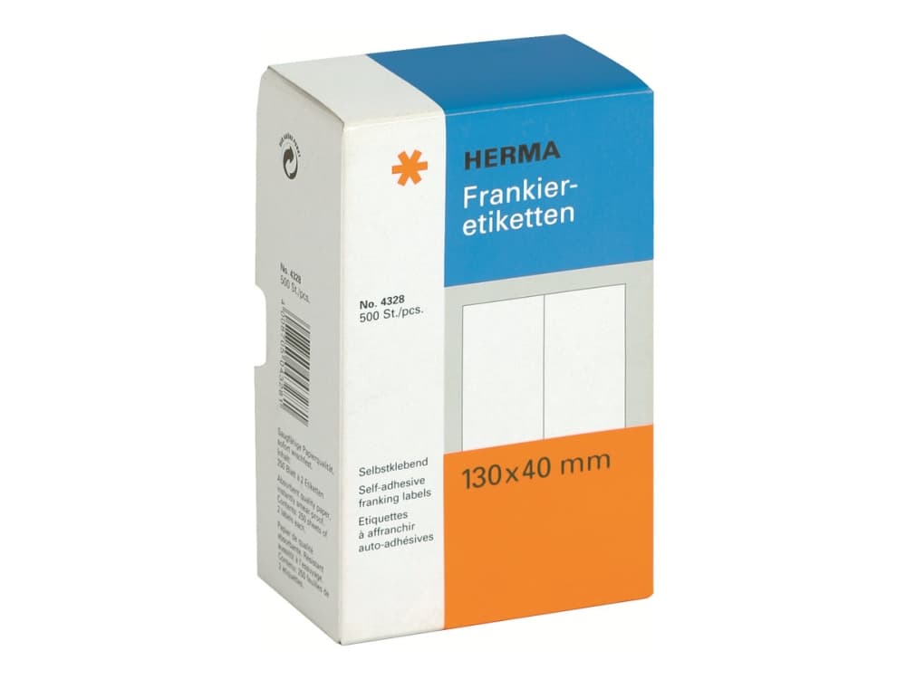 HERMA 4328, Valkoinen, Suorakulmio, Paperi, 13 cm, 8 cm, 130 mm