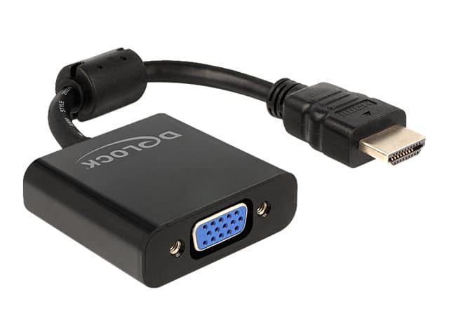 DeLOCK 65512, 0,254 m, VGA (D-Sub), HDMI-tyyppi A (vakio), Uros, Naaras, Musta