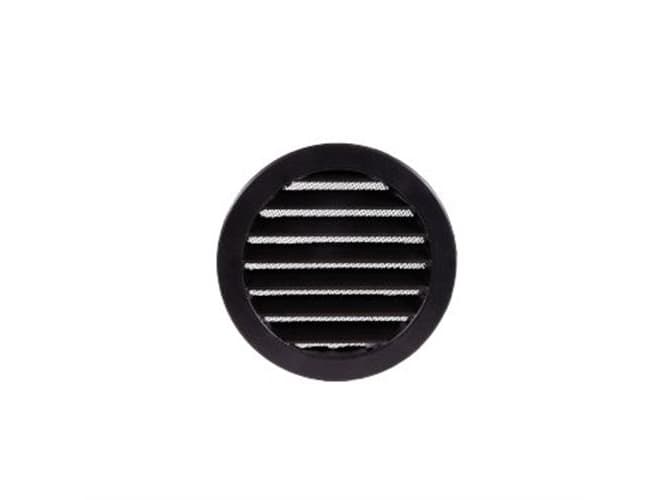 Duka DUSAV ritilä Ø125 mm - Alumiini, Musta, Laipalla ja perhoverkolla